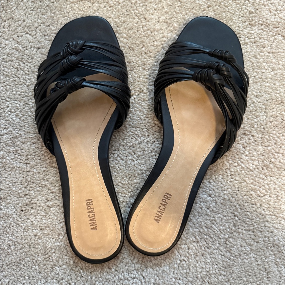 Anacapri Brazilian Black Woven Slide Sandals Size US 8/ EURO 39